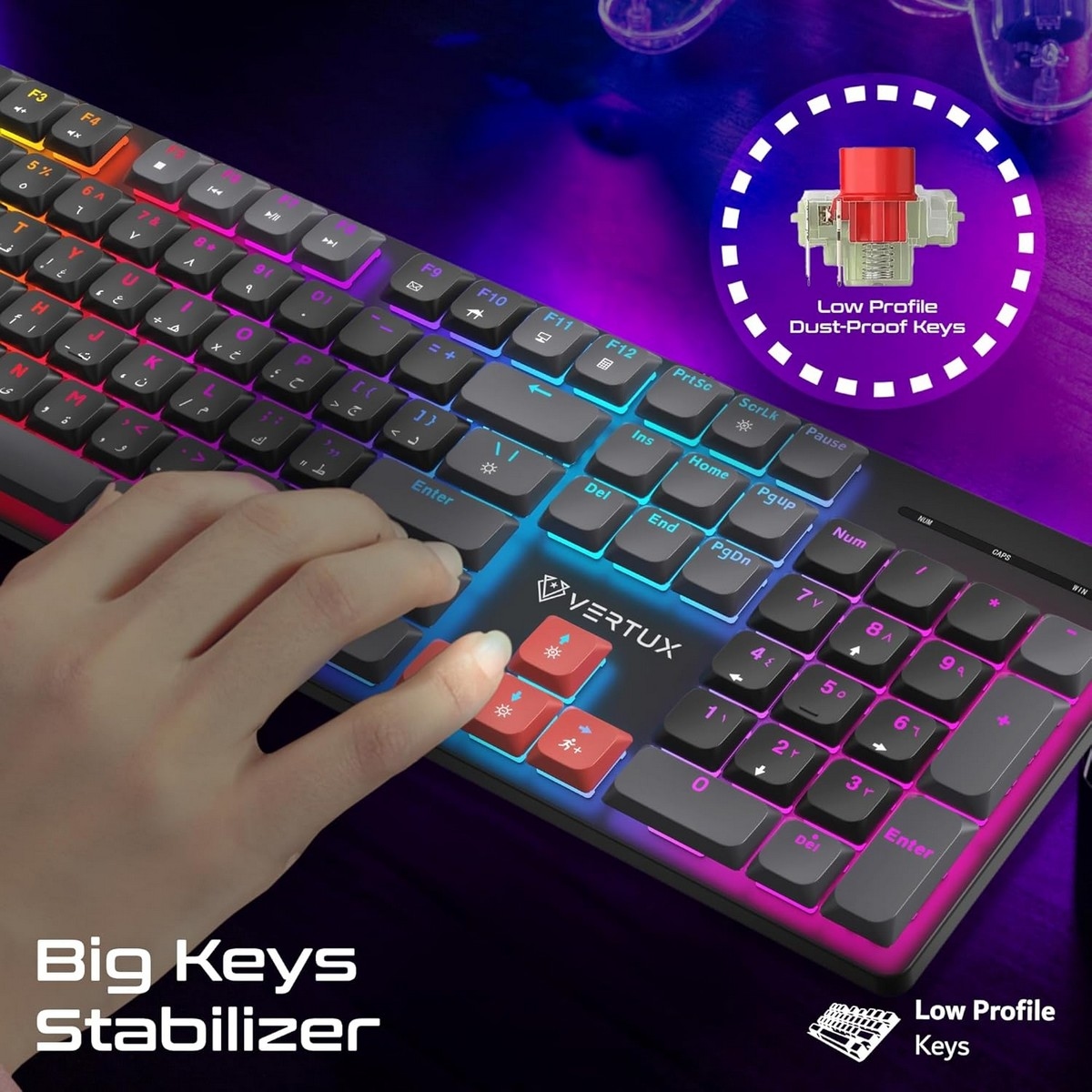 Vertux Full-Size Mechanical Wireless Gaming Keyboard