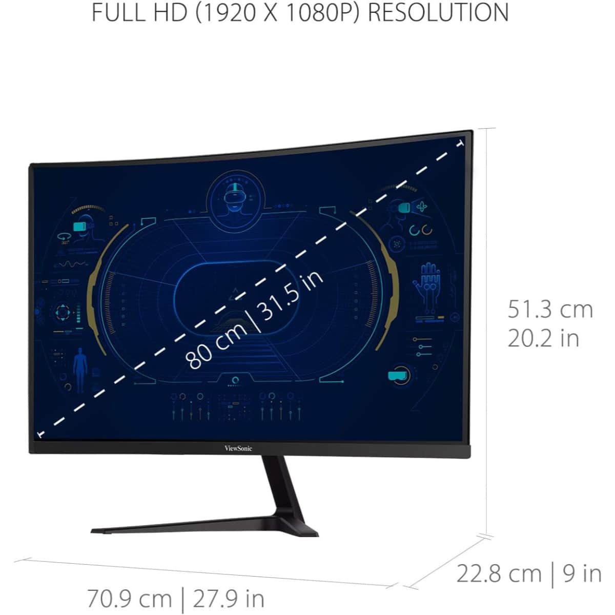 فيو سونيك شاشة ألعاب 32 إنش فول إتش دي 1080 بي بتقنية فري سينك