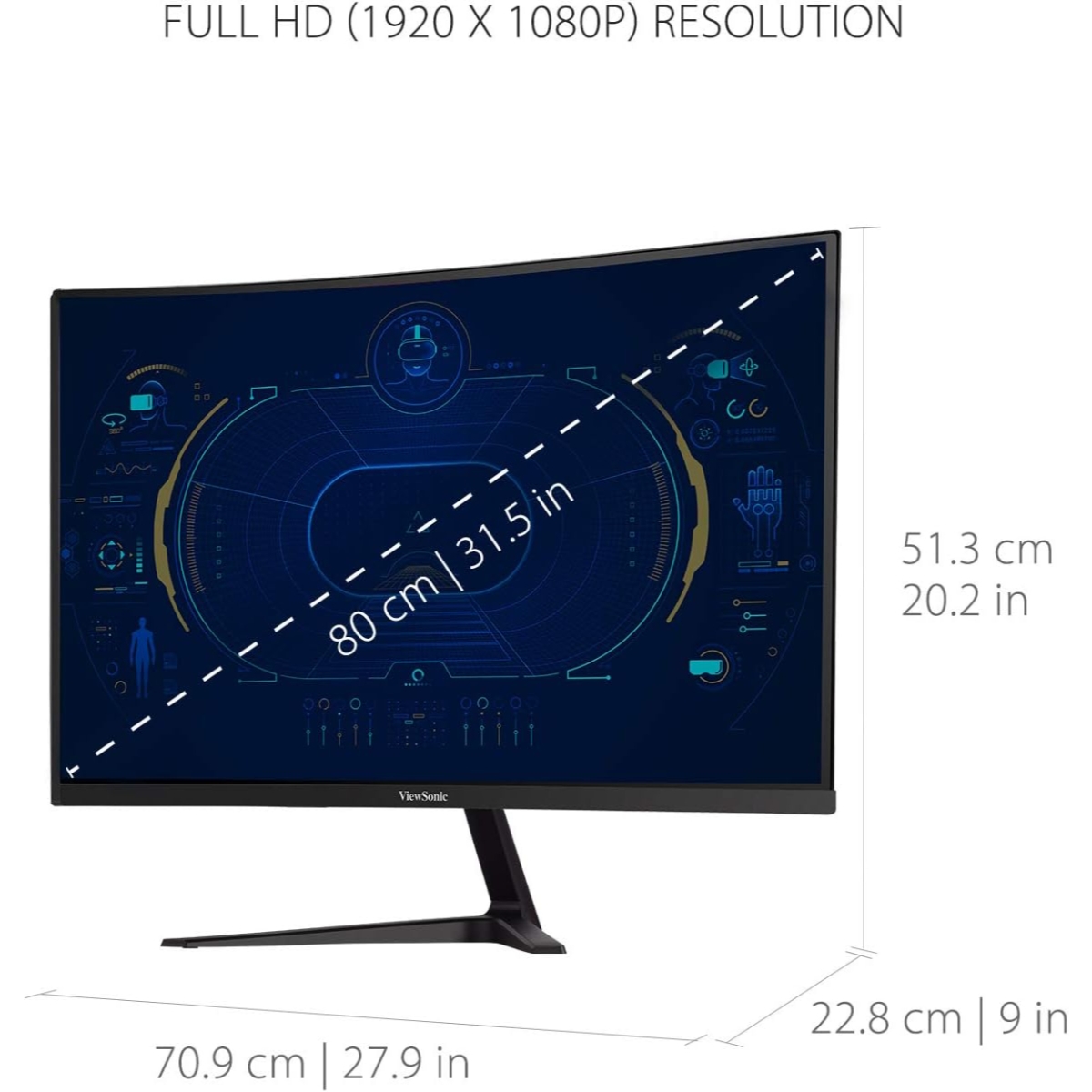 فيو سونيك شاشة ألعاب 32 إنش فول إتش دي 1080 بي بتقنية فري سينك
