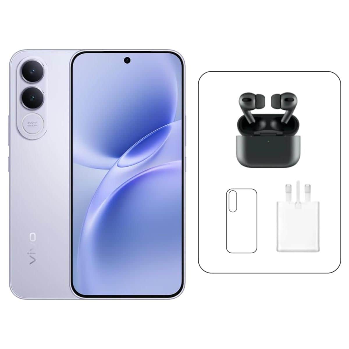 Vivo V70 FE 5G with TWS Earbuds + Charger + Protective Case Bundle