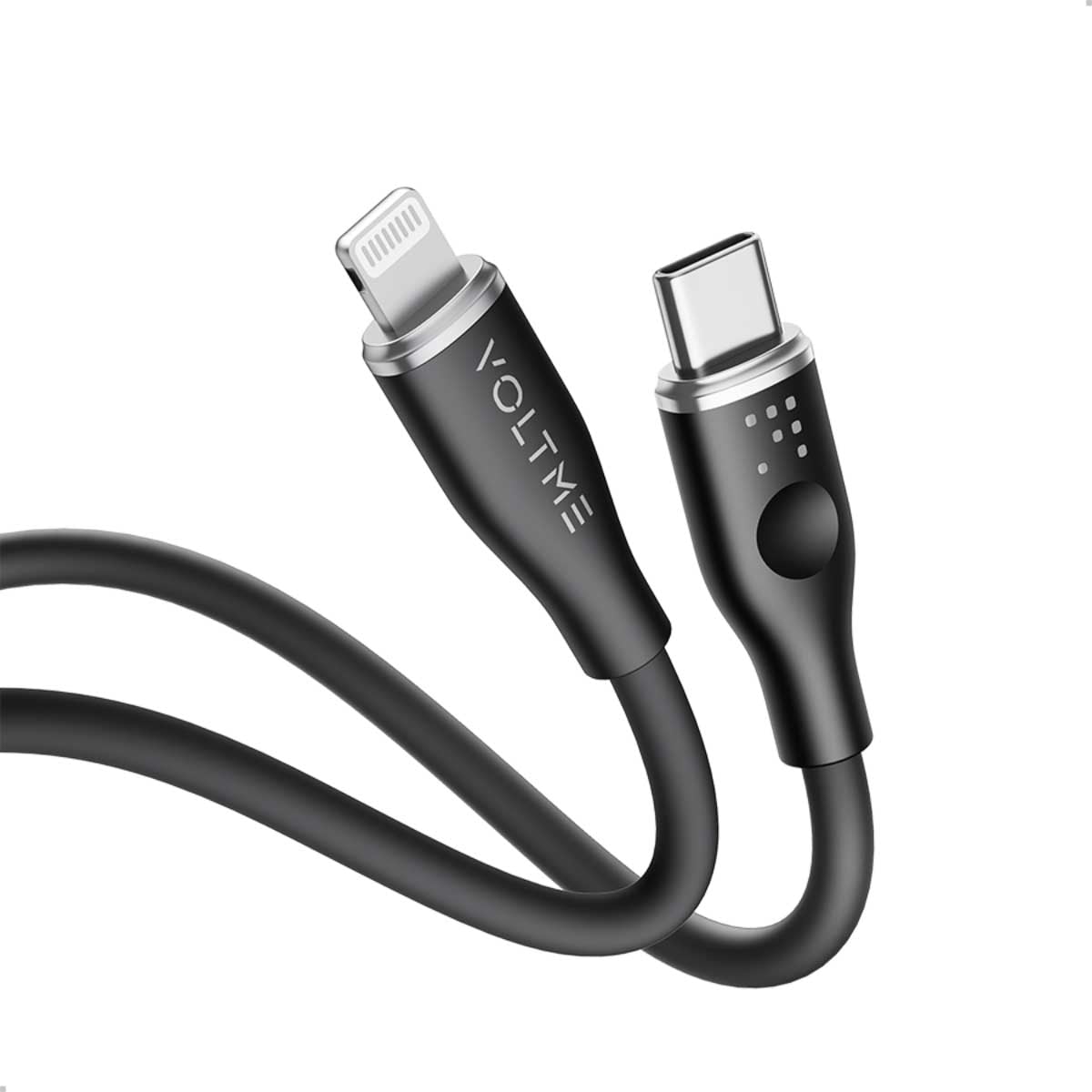 فولتمي كابل موس سيريز أسود USB-C إلى Lightning بطول 1.2 متر وقدرة 30W