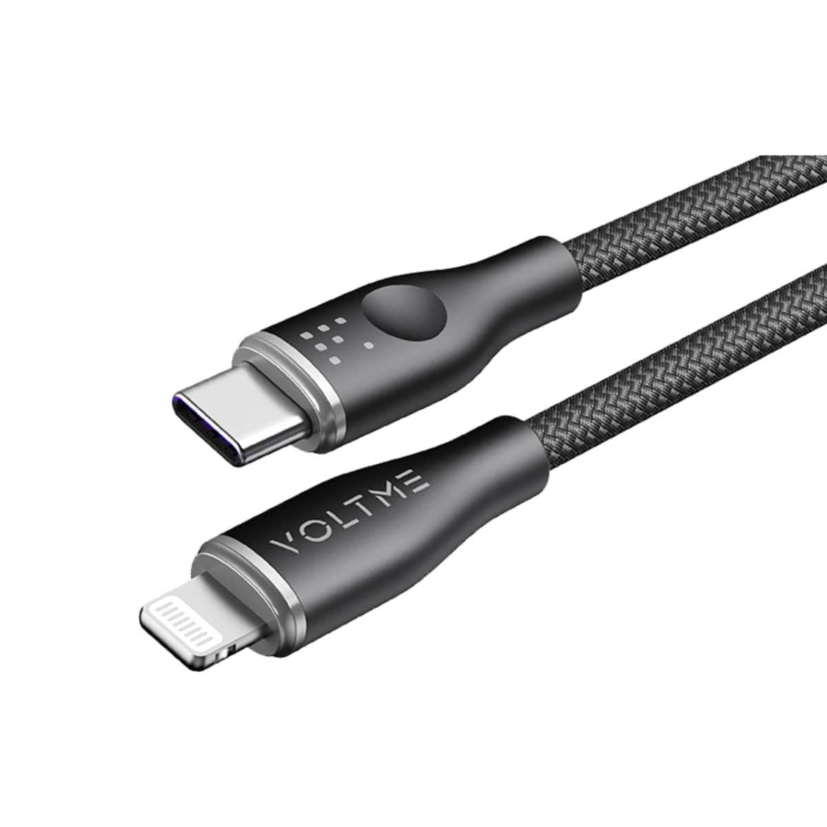 Voltme 1.2m Black Rugg Series 30W Nylon USB-C to Lightning Cable