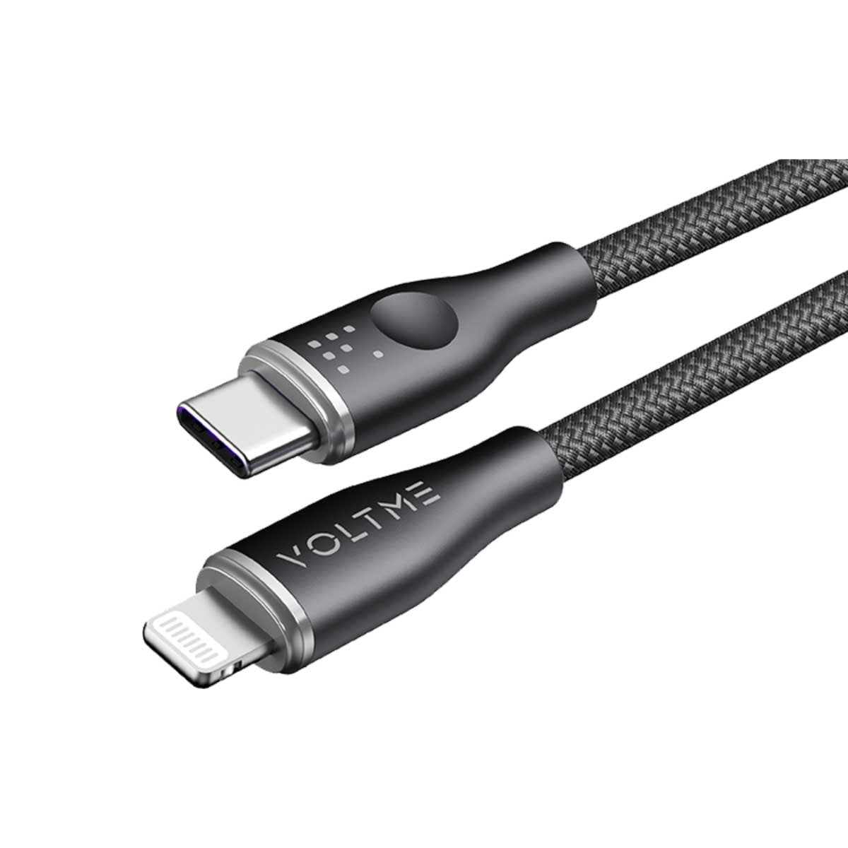 فولتمي كابل راج سيريز أسود من النايلون USB-C إلى Lightning بطول 1.2 متر وقدرة 30W