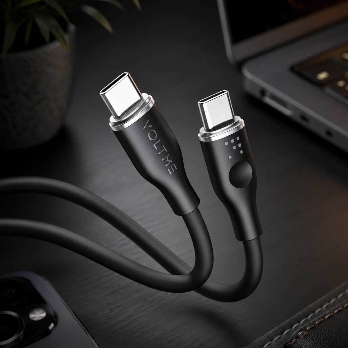 Voltme 1.2m Black Rugg Series 30W Nylon USB-C to Lightning Cable