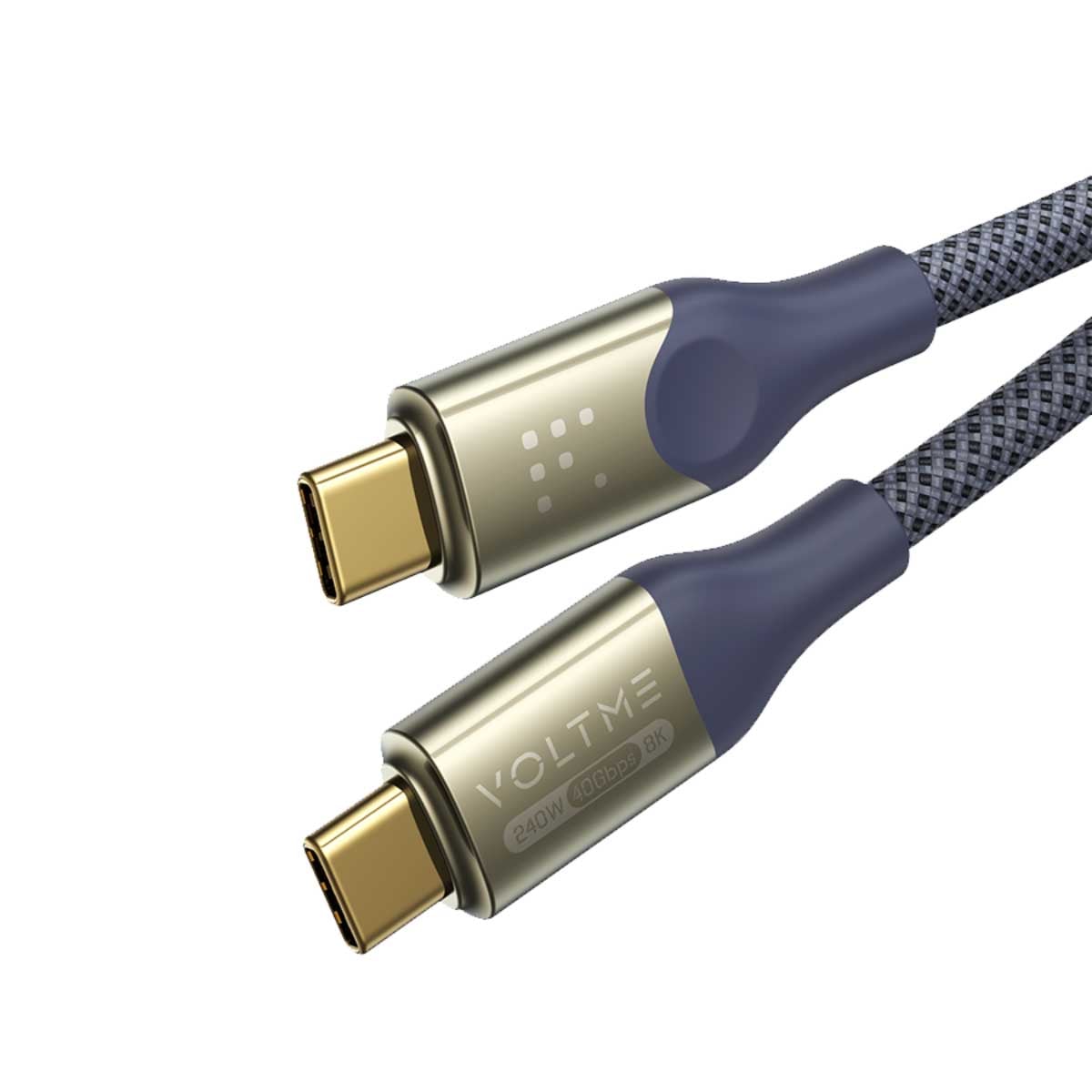 فولتمي كابل باور لينك يوترون سيريز أزرق من النايلون USB-C إلى USB-C بطول 1.2 متر وقدرة 240W