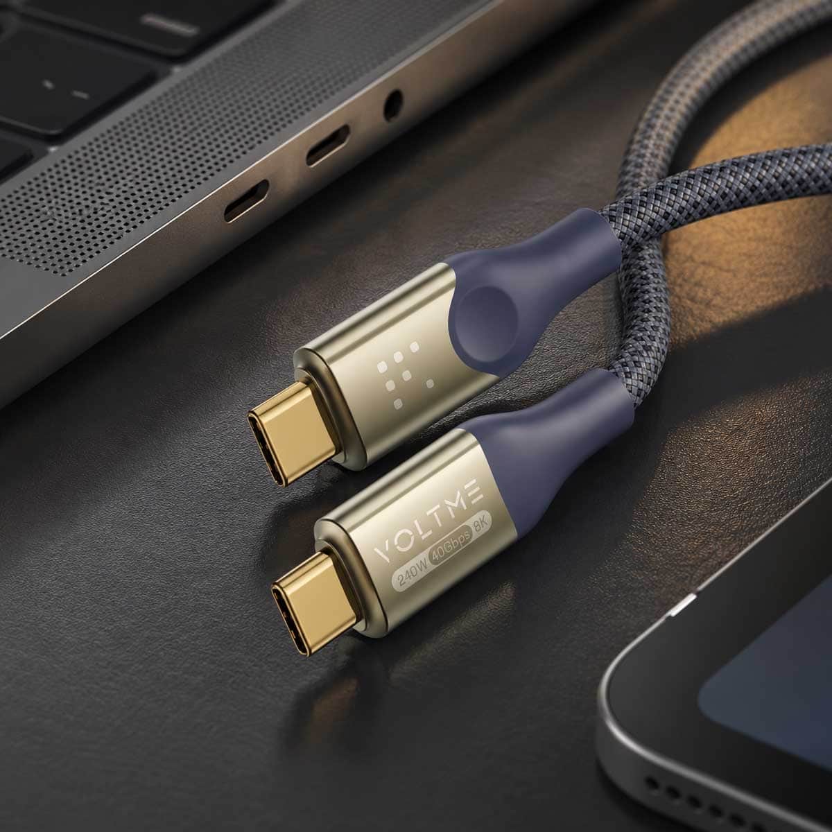 فولتمي كابل باور لينك يوترون سيريز USB-C إلى USB-C من النايلون بطول 1.2 متر وقدرة 240W