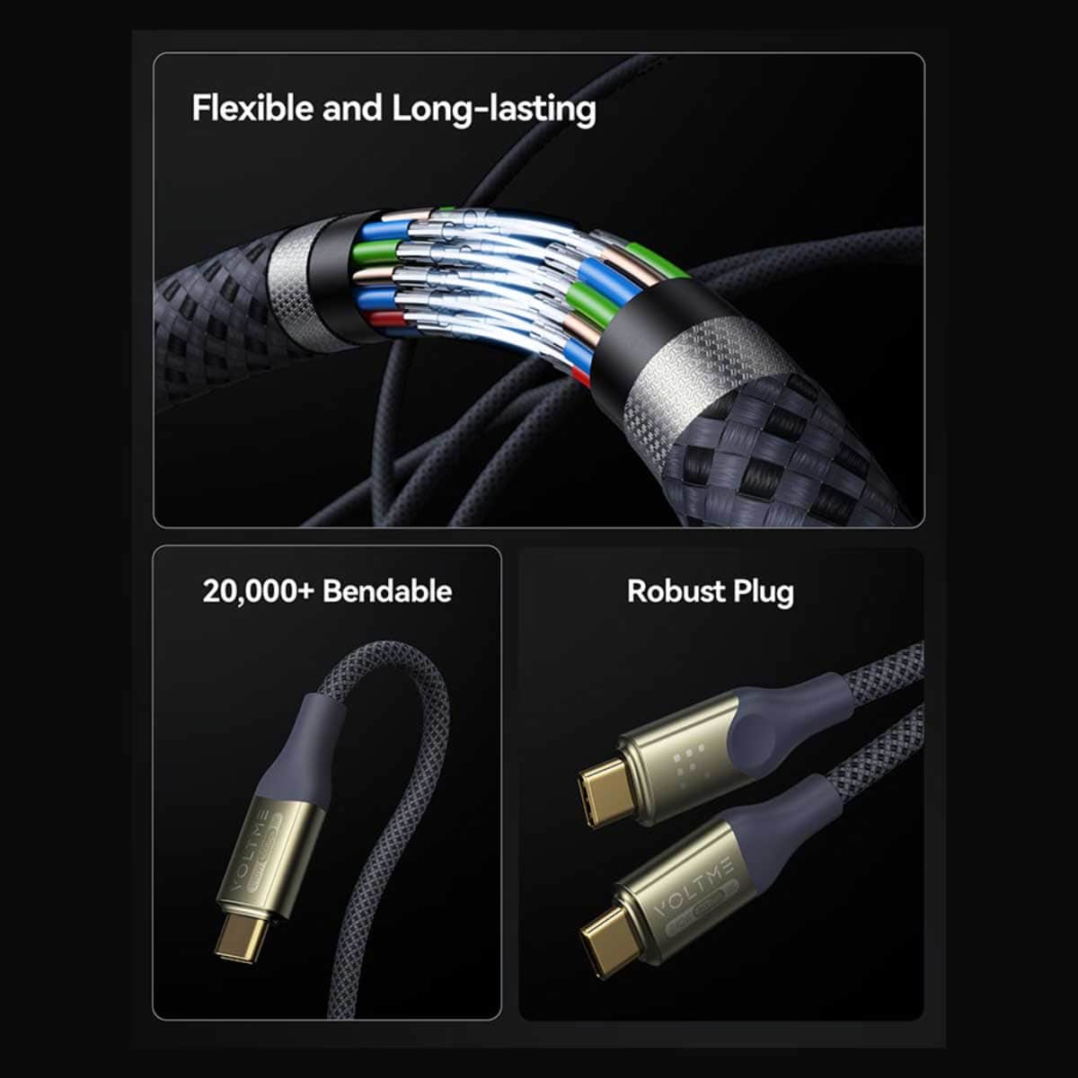 فولتمي كابل باور لينك يوترون سيريز USB-C إلى USB-C من النايلون بطول 1.2 متر وقدرة 240W