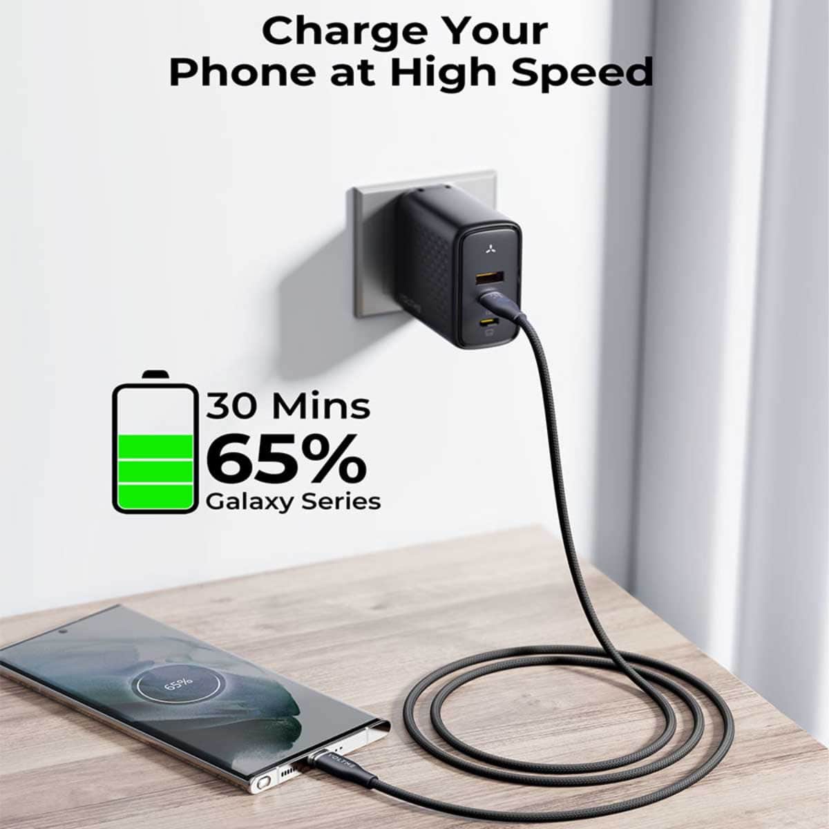 فولتمي كابل راج سيريز USB-C إلى USB-C من النايلون بقدرة 60W