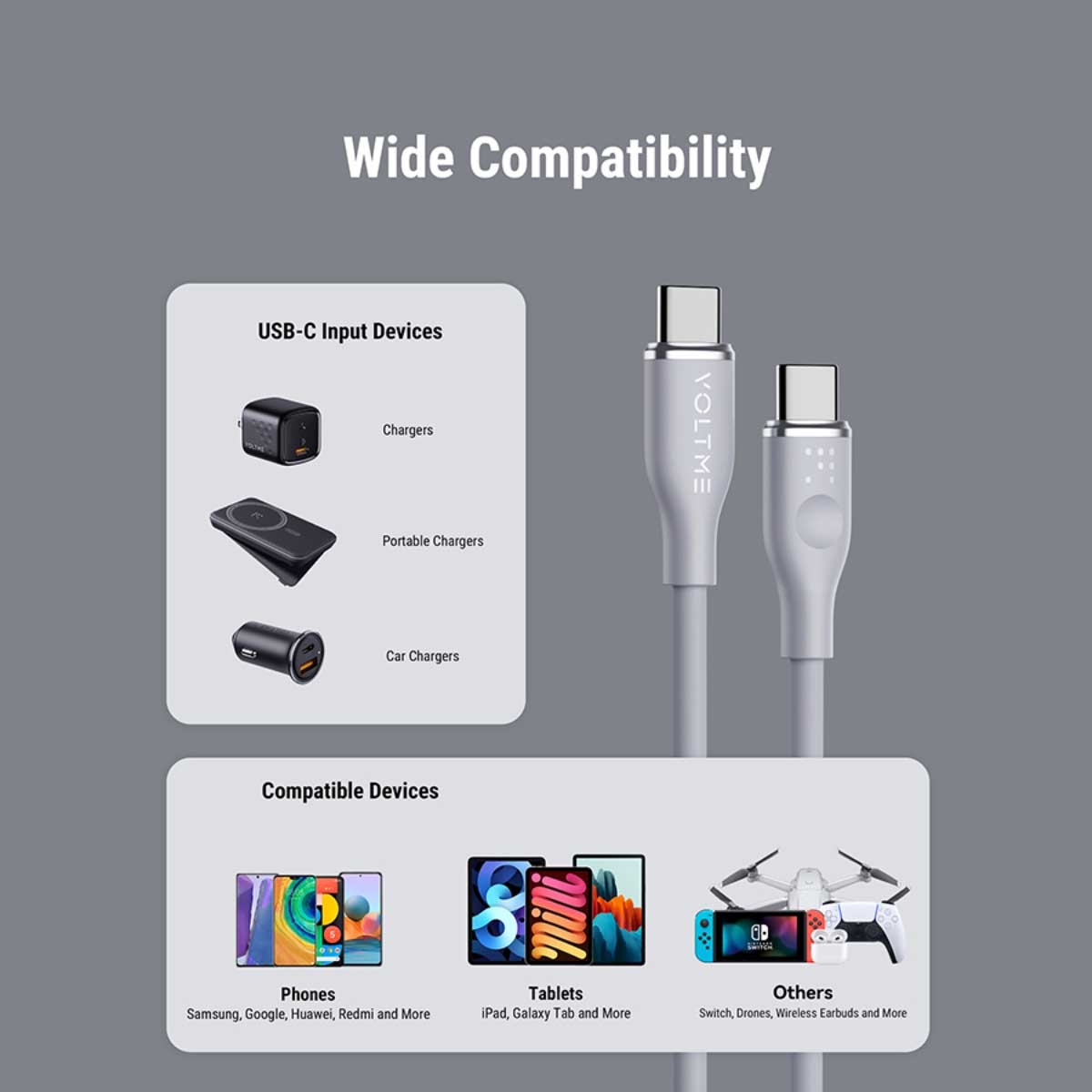 فولتمي كابل موس سيريز USB-C إلى USB-C بقدرة 60W
