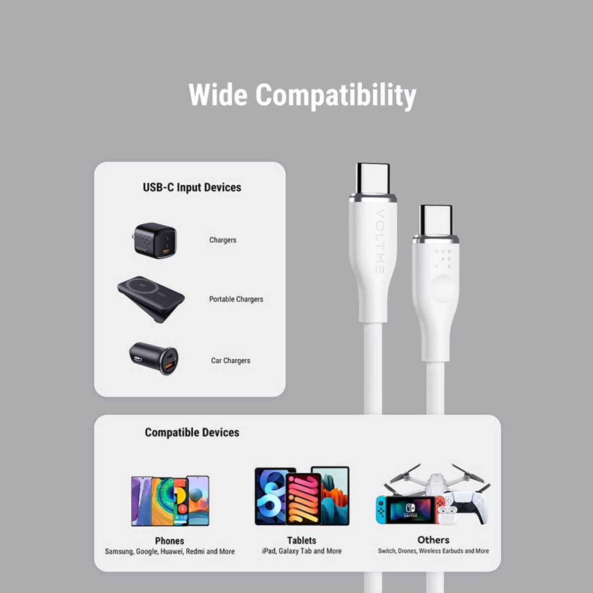 فولتمي كابل موس سيريز USB-C إلى USB-C بقدرة 60W