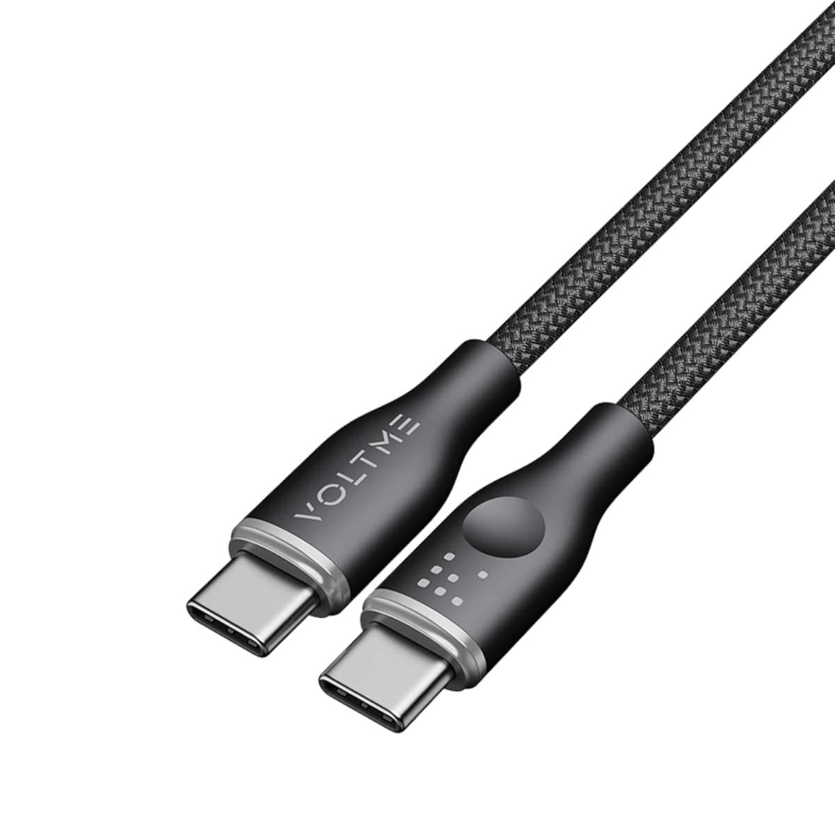 فولتمي كابل راج سيريز أسود من النايلون USB-C إلى USB-C بطول 1 متر وقدرة 60W