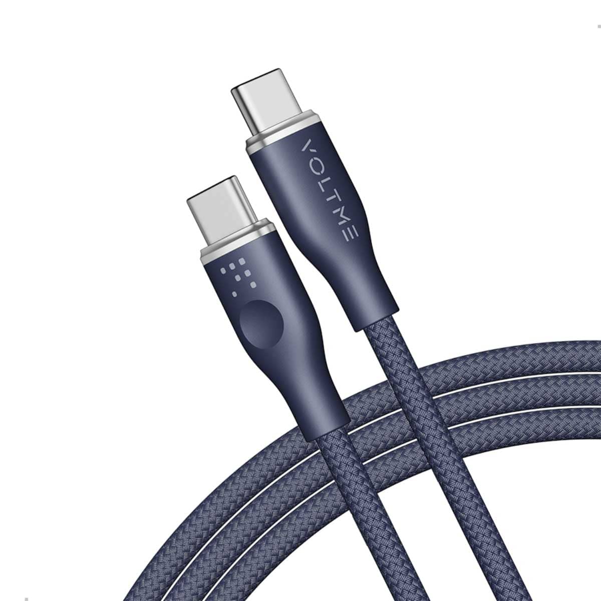 فولتمي كابل راج سيريز أزرق من النايلون USB-C إلى USB-C بطول 1 متر وقدرة 100W