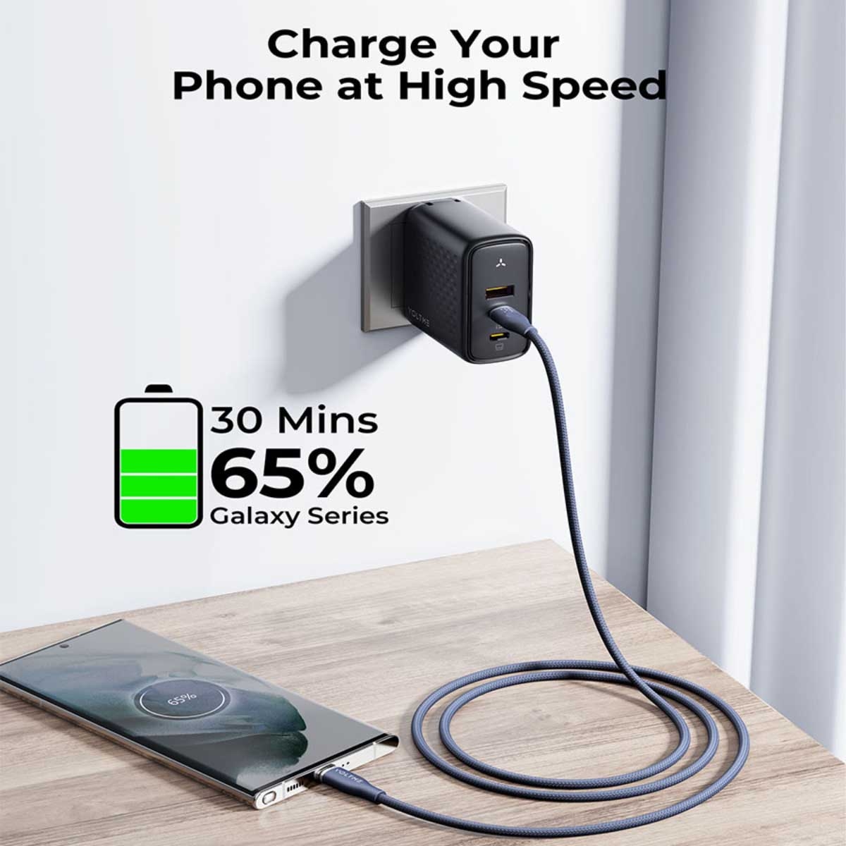 فولتمي كابل راج سيريز USB-C إلى USB-C من النايلون بقدرة 60W