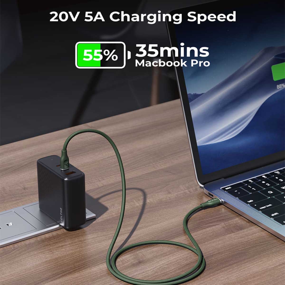 Voltme Rugg Series 100W Nylon USB-C to USB-C Cable