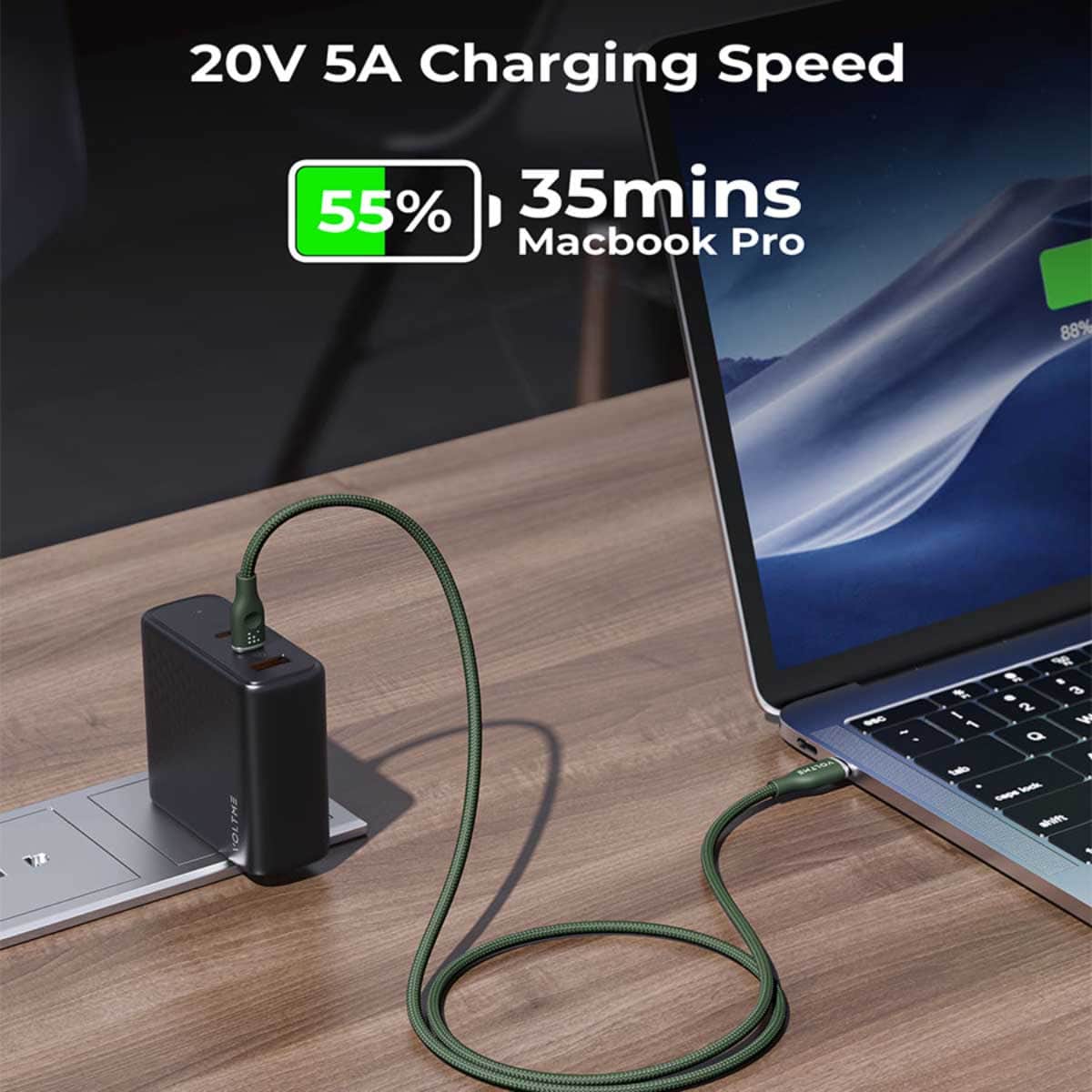 Voltme Rugg Series 100W Nylon USB-C to USB-C Cable