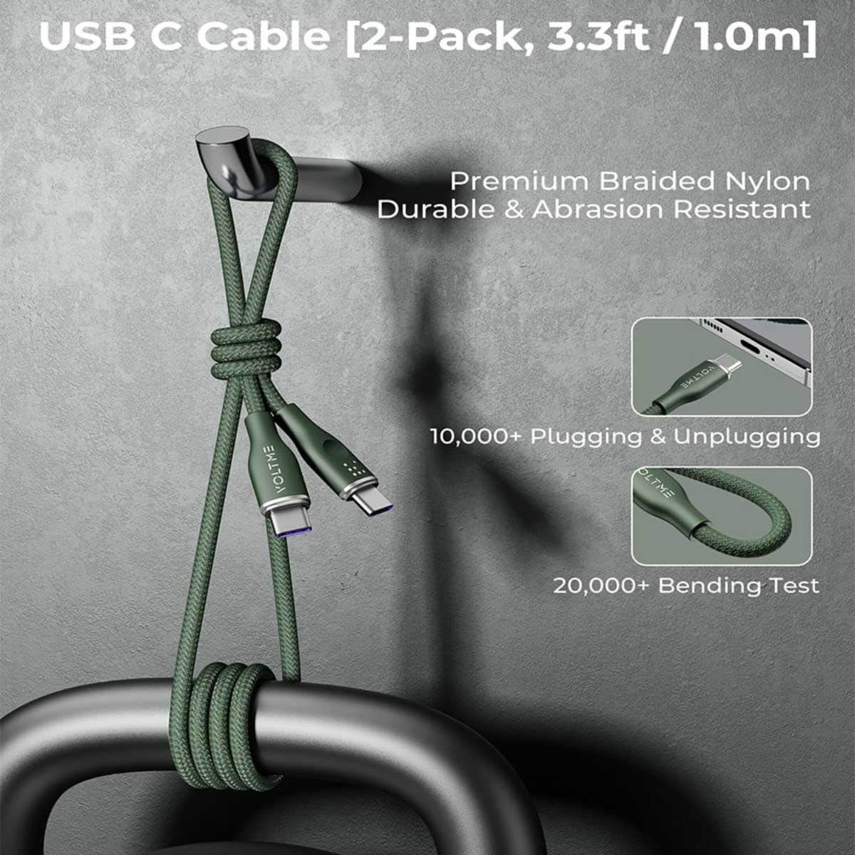 Voltme Rugg Series 100W Nylon USB-C to USB-C Cable