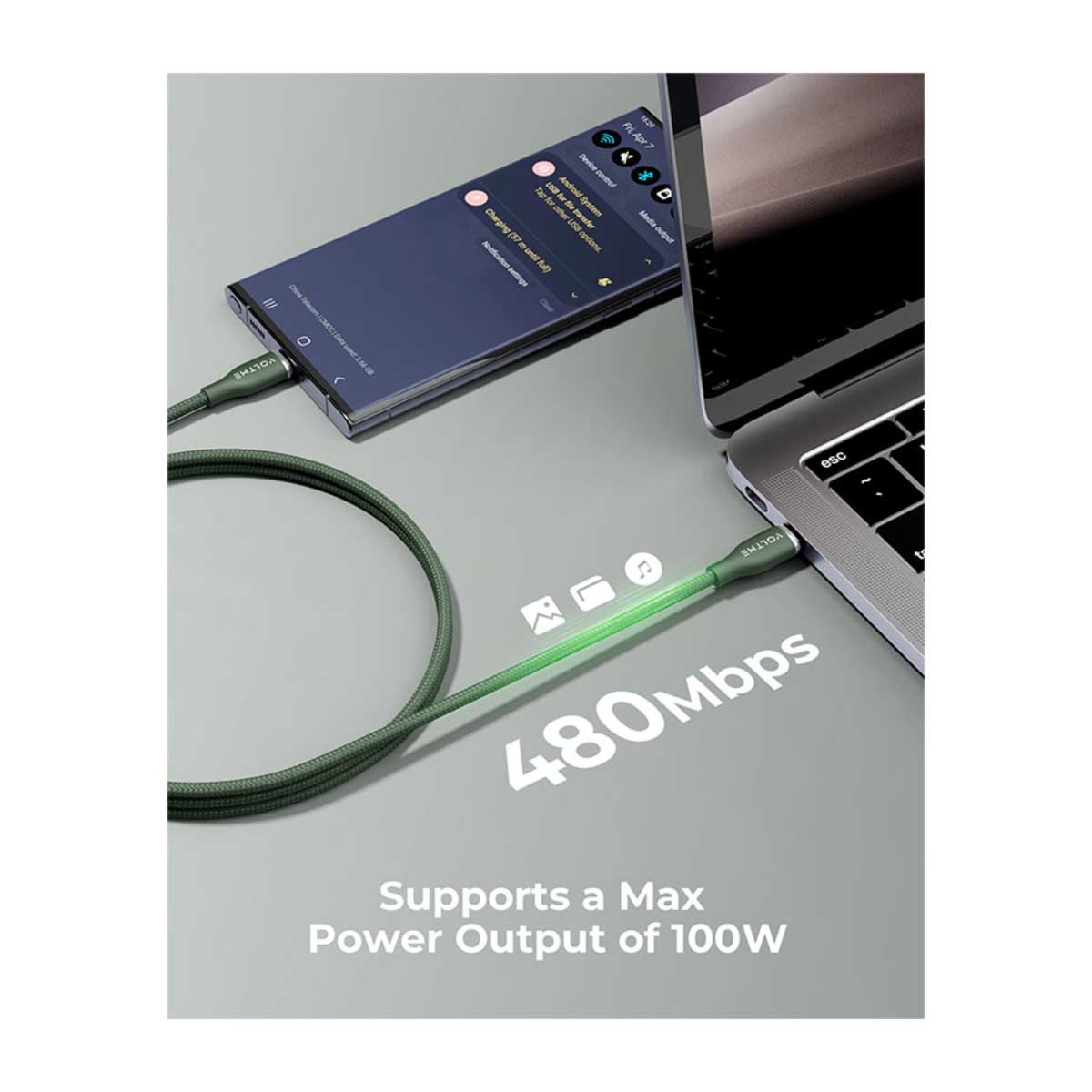 Voltme Rugg Series 100W Nylon USB-C to USB-C Cable