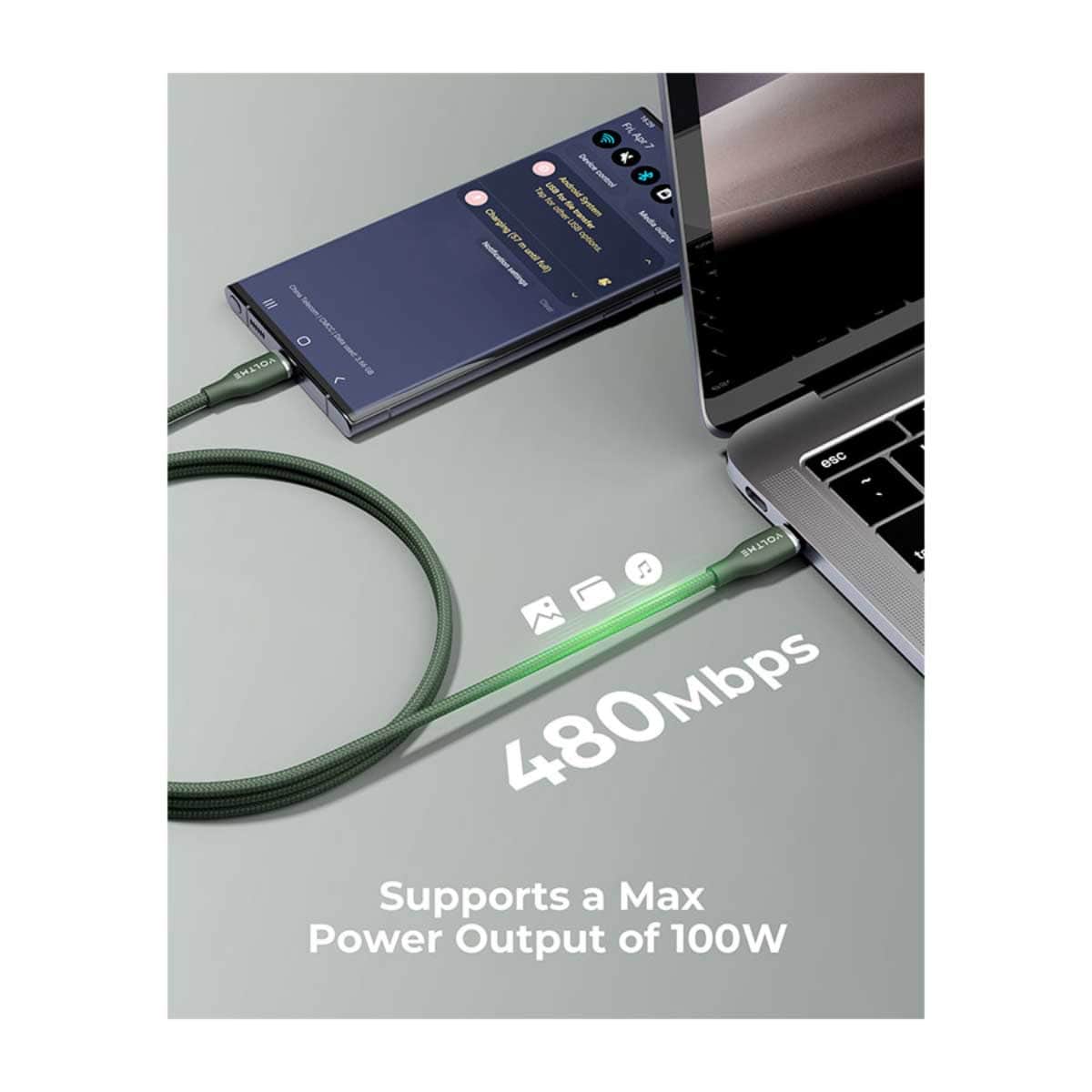 Voltme Rugg Series 100W Nylon USB-C to USB-C Cable