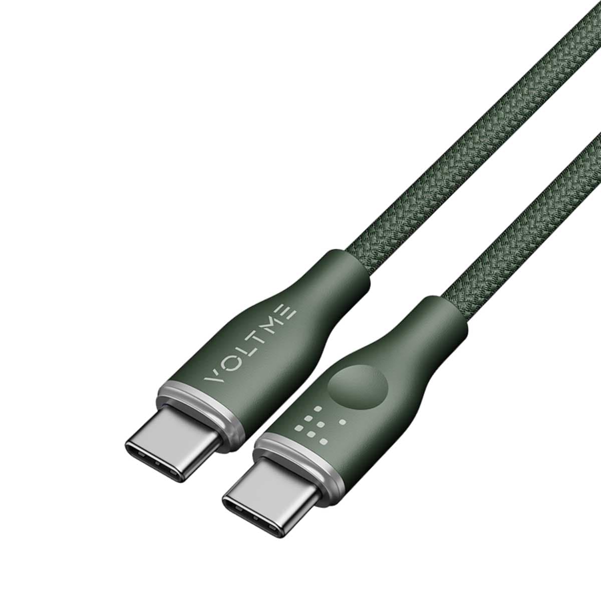 Voltme 1m Green Rugg Series 60W Nylon USB-C to USB-C Cable