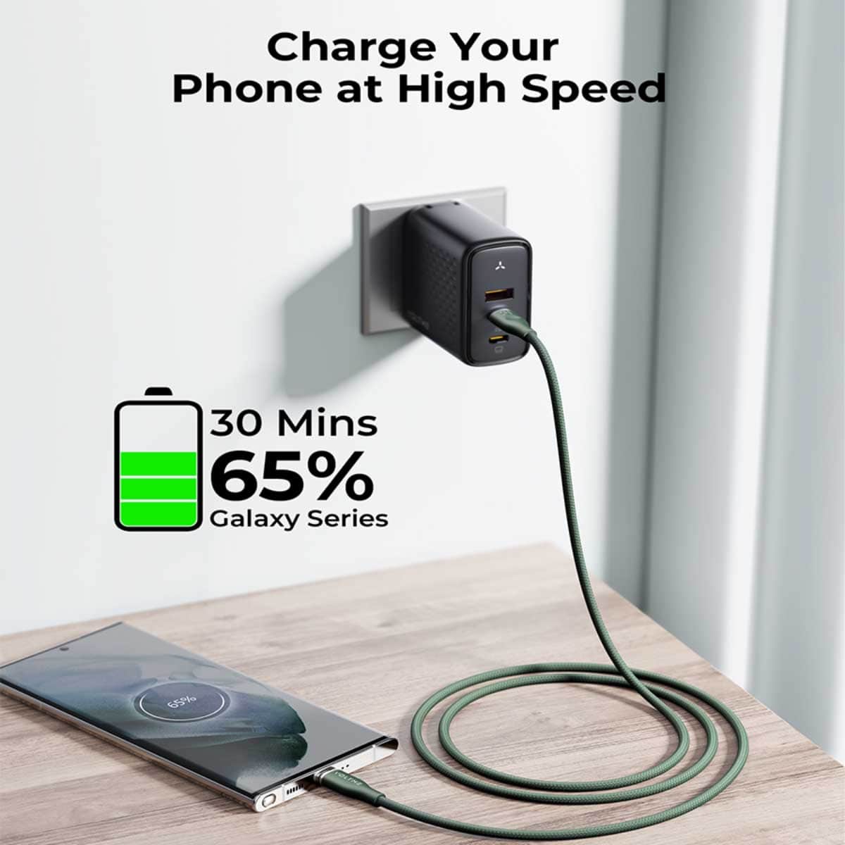 فولتمي كابل راج سيريز USB-C إلى USB-C من النايلون بقدرة 60W