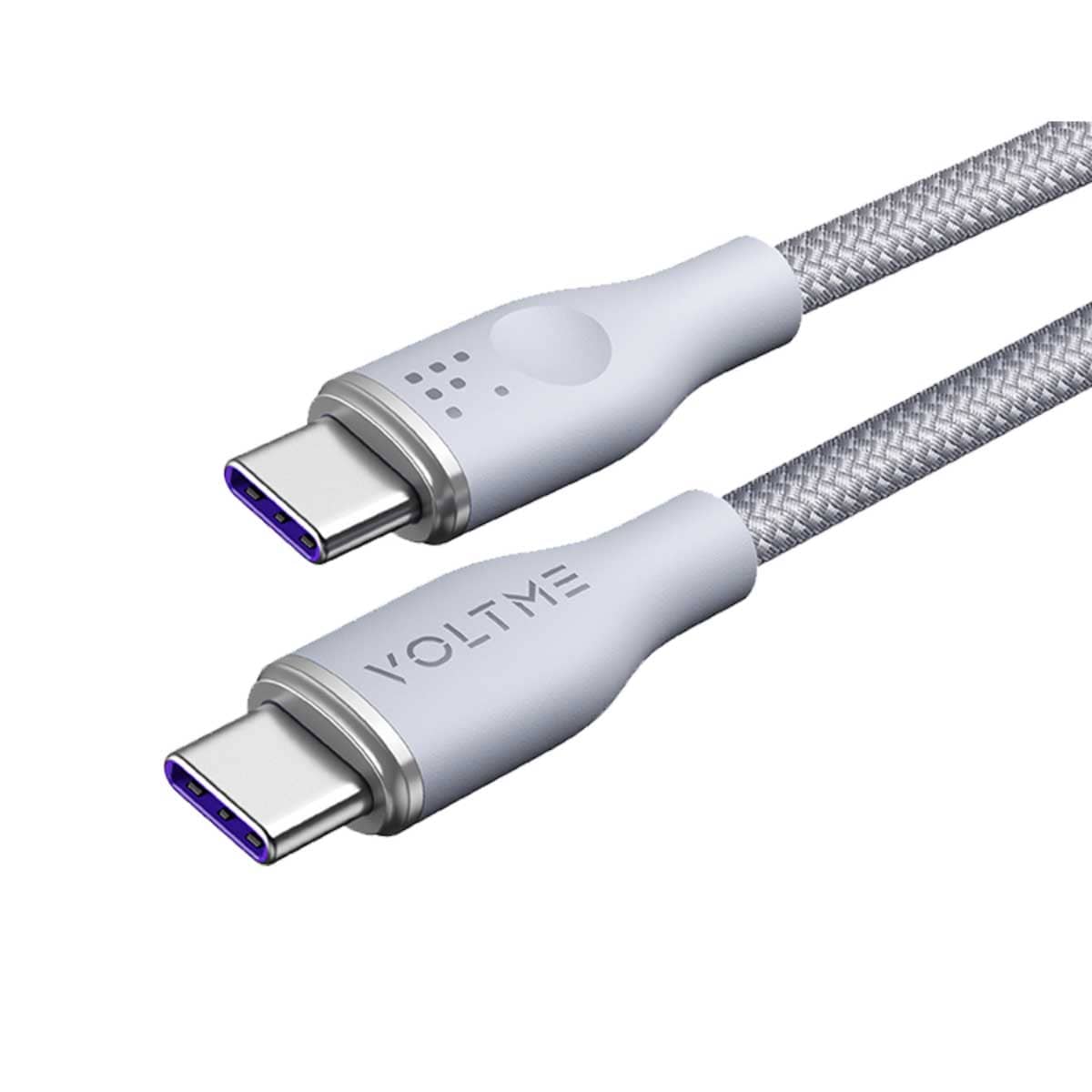 فولتمي كابل راج سيريز رمادي من النايلون USB-C إلى USB-C بطول 1 متر وقدرة 100W