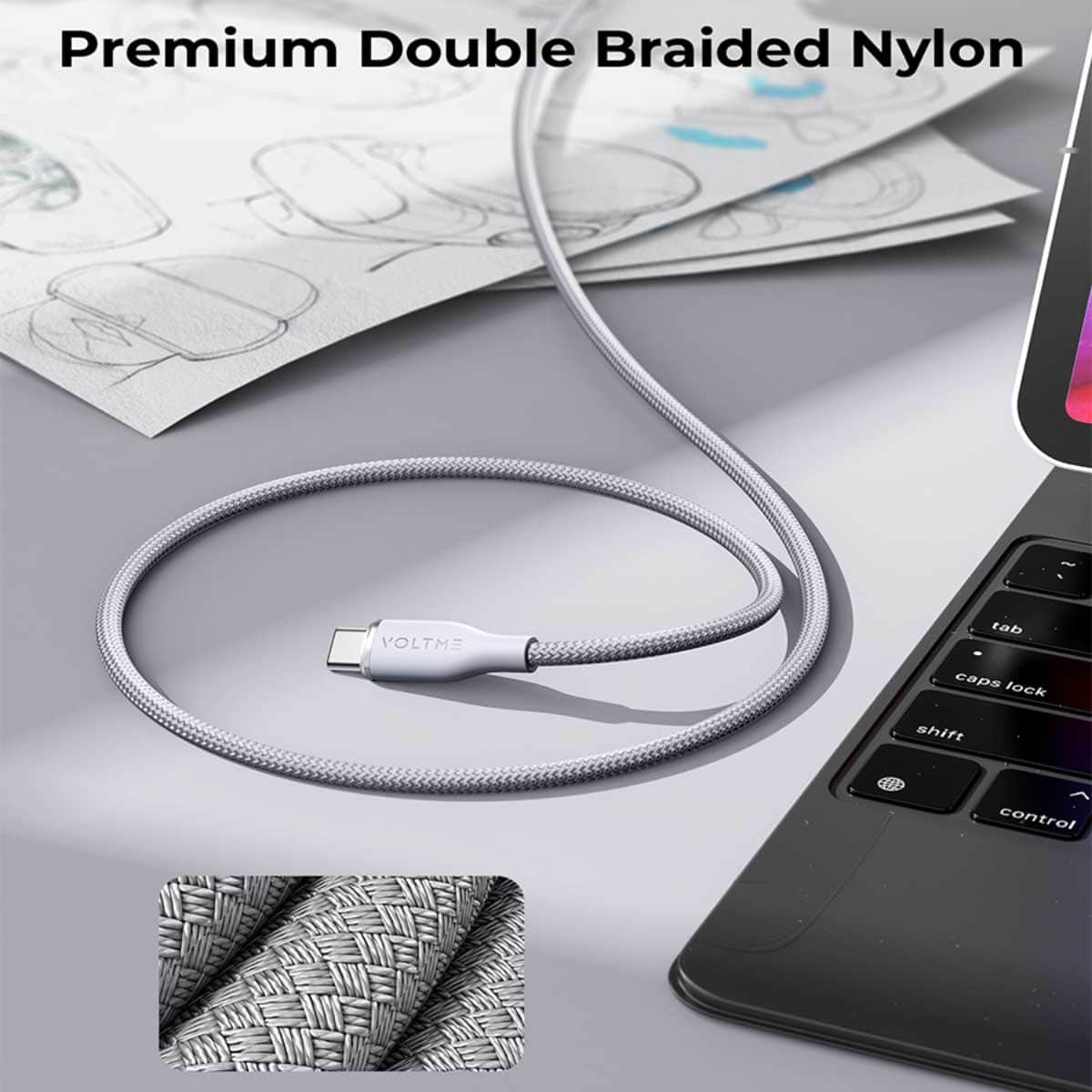 Voltme Rugg Series 60W Nylon USB-C to USB-C Cable