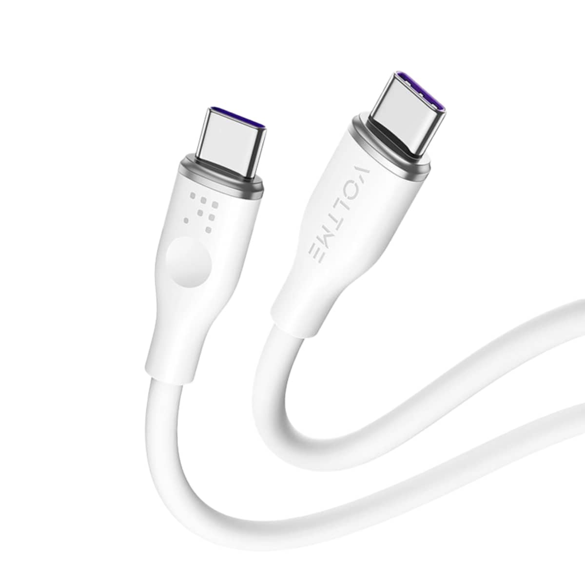 فولتمي كابل موس سيريز أبيض USB-C إلى USB-C بطول 1 متر وقدرة 100W