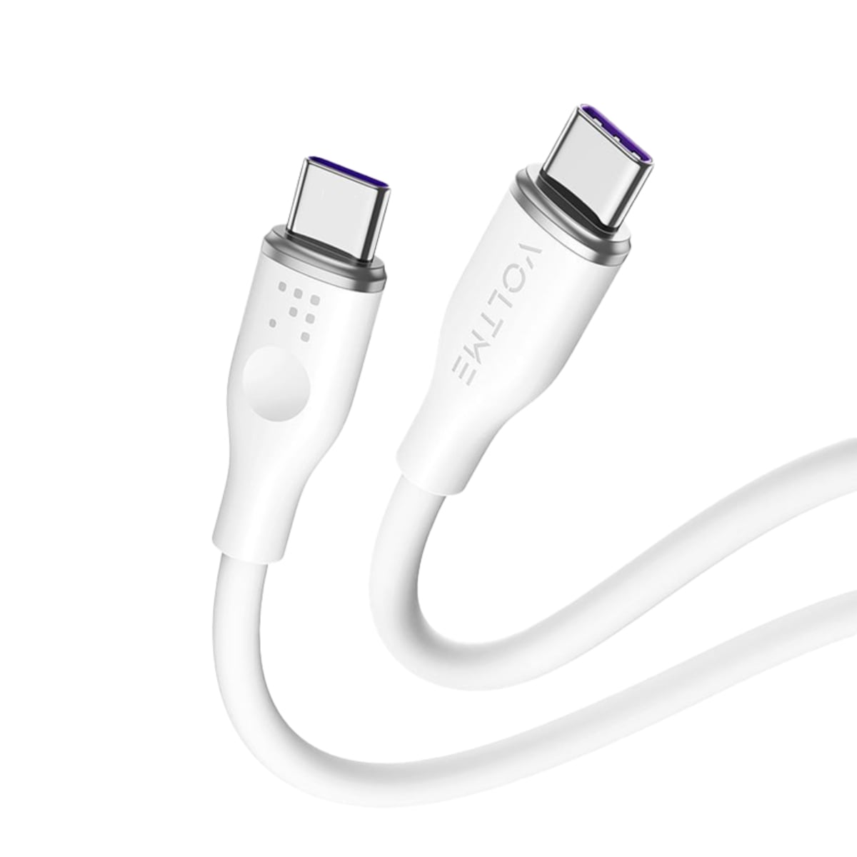 فولتمي كابل موس سيريز أبيض USB-C إلى USB-C بطول 1 متر وقدرة 100W