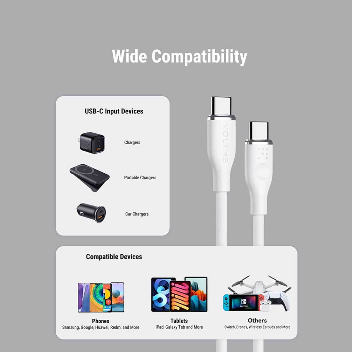 فولتمي كابل موس سيريز USB-C إلى USB-C بقدرة 60W