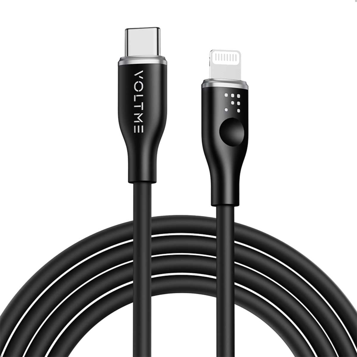 فولتمي كابل موس سيريز أسود USB-C إلى Lightning بطول 2 متر وقدرة 30W