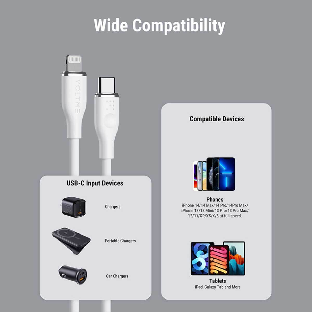 فولتمي كابل موس سيريز USB-C إلى Lightning بقدرة 30W
