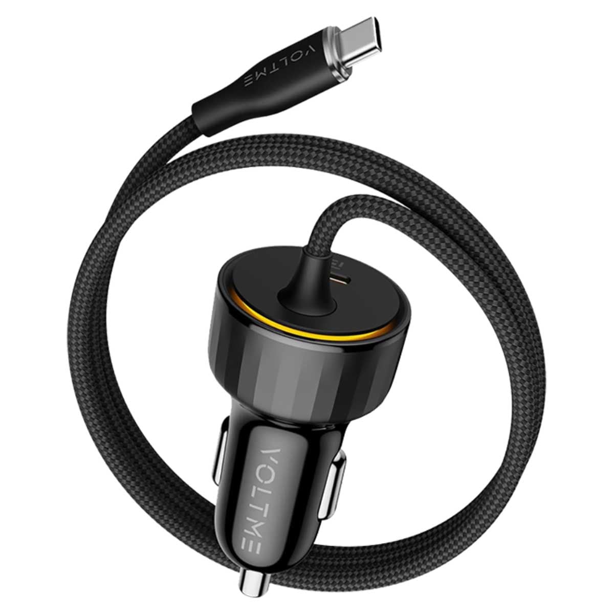 Voltme Black Cazo Speedo+ 60W Car Charger with Retractable USB-C Cable
