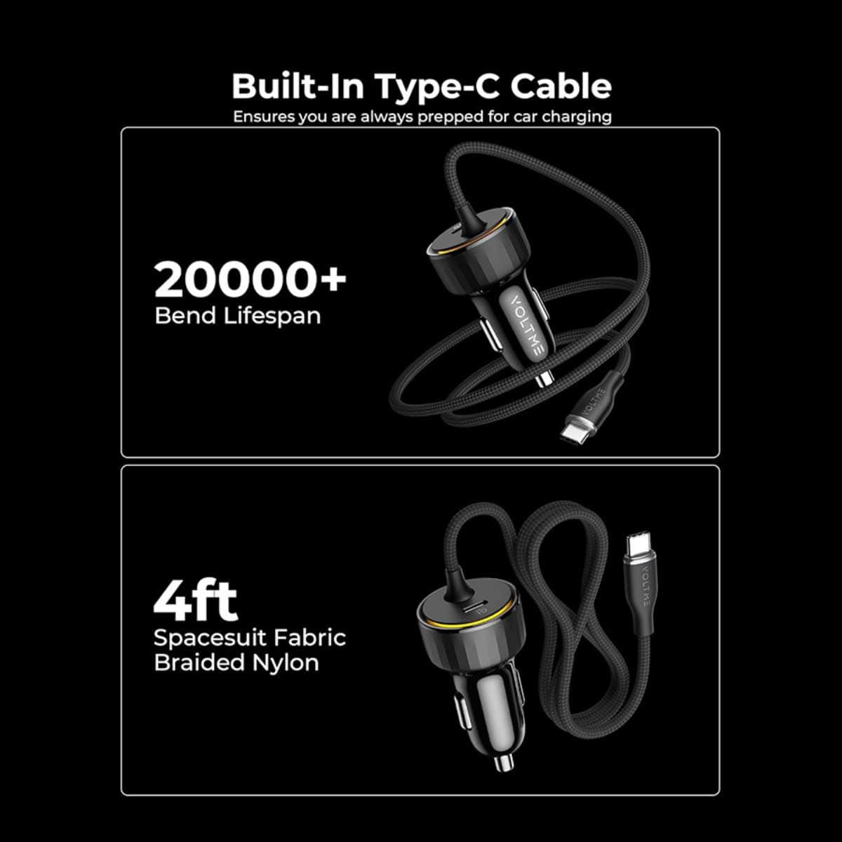 Voltme Cazo Speedo+ 60W Car Charger with Retractable USB-C Cable
