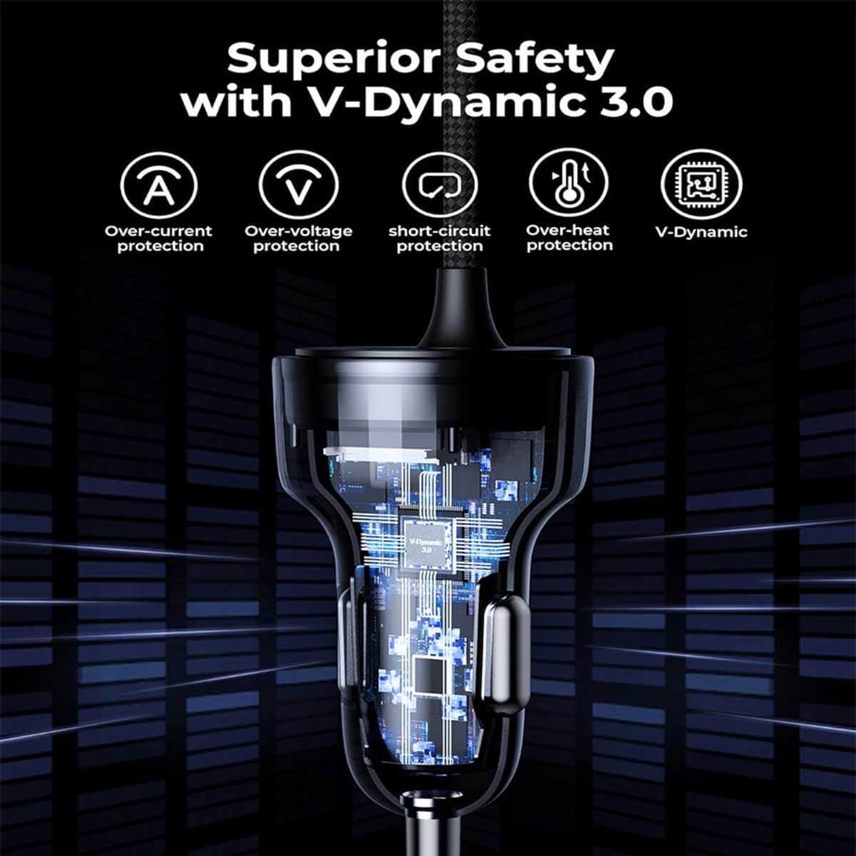Voltme Cazo Speedo+ 60W Car Charger with Retractable USB-C Cable