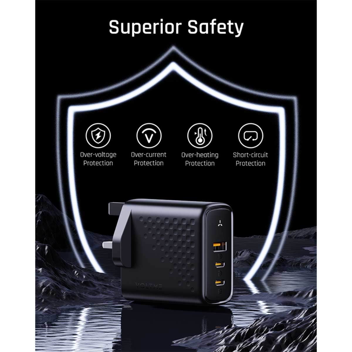 فولتمي شاحن جداري ريفو بقدرة 100W مع 3 منافذ