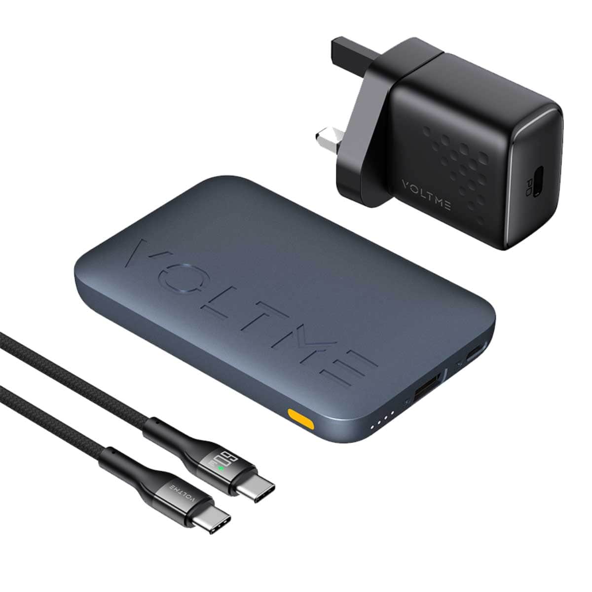 Voltme Deep Blue Hypercore 10000mAh Power Bank, Wall Charger & Cable Kit