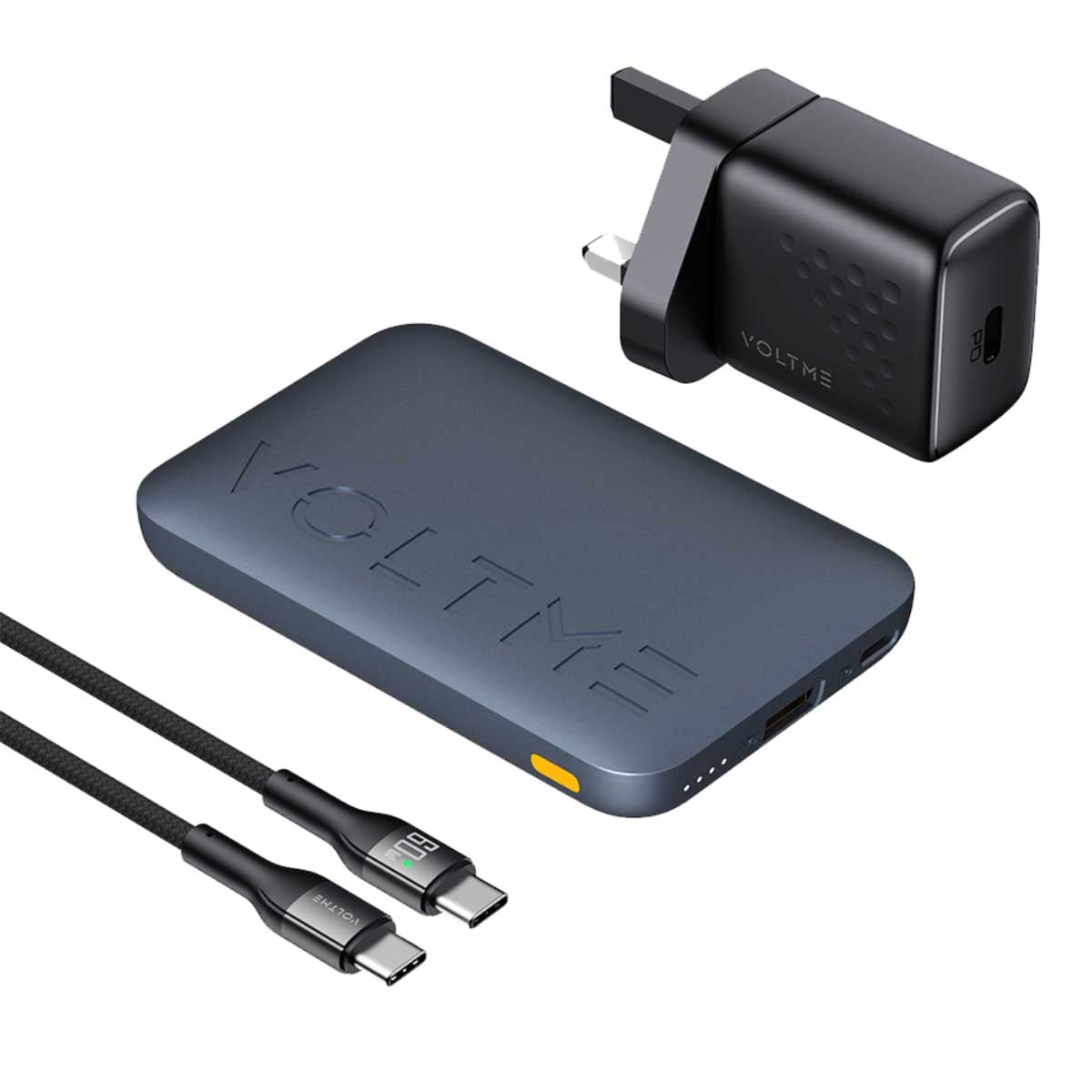 Voltme Deep Blue Hypercore 10000mAh Power Bank, Wall Charger & Cable Kit