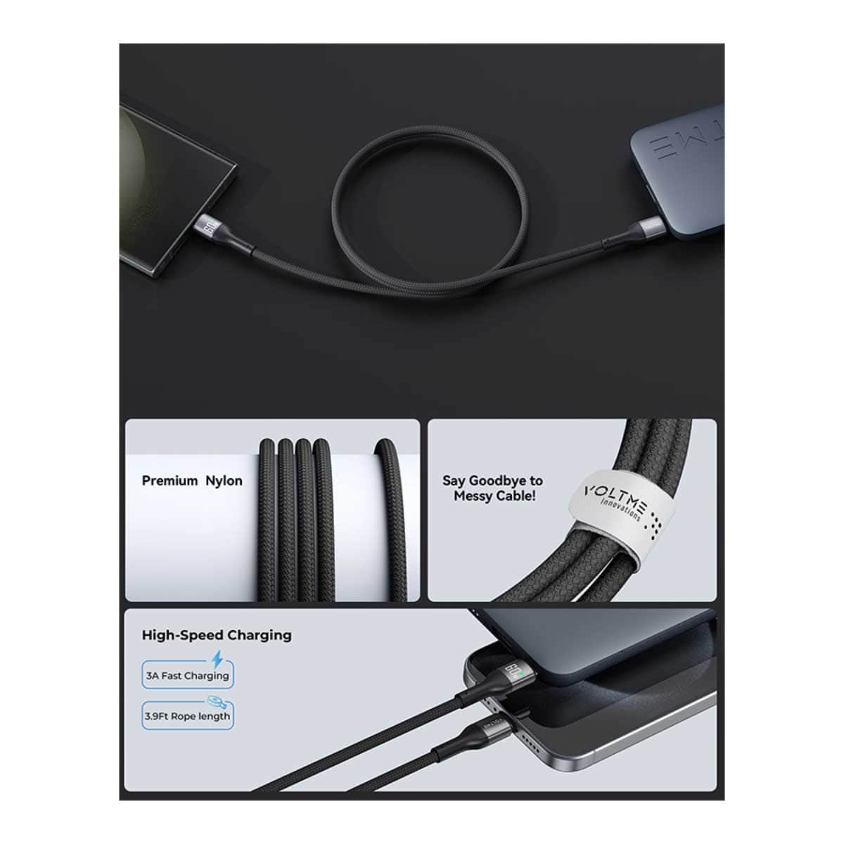 Voltme Deep Blue Hypercore 10000mAh Power Bank, Wall Charger & Cable Kit