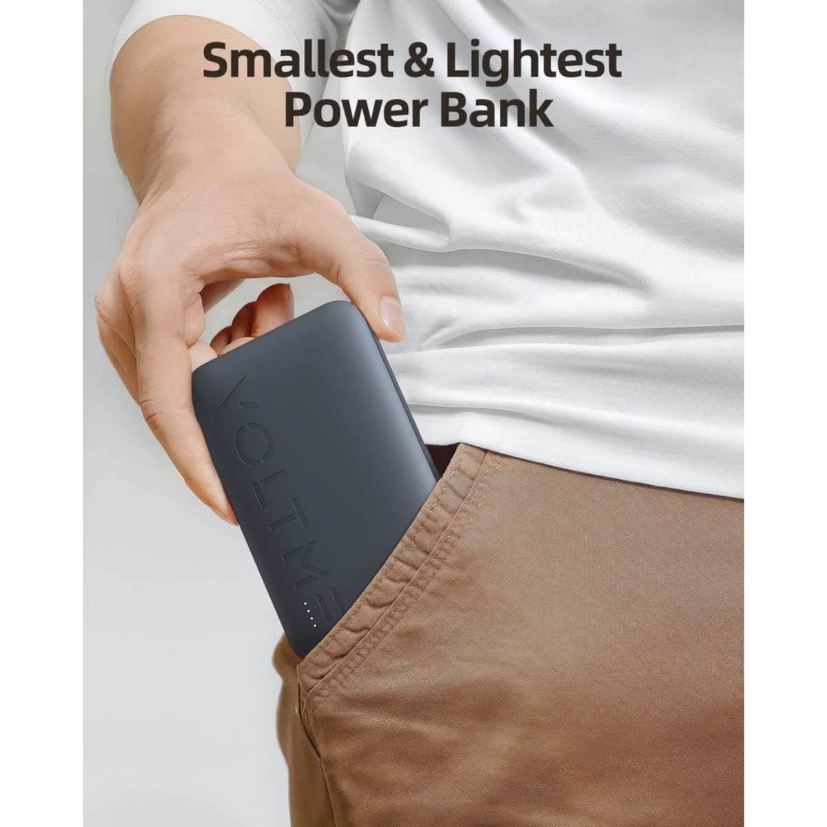 فولتمي باور بانك هايبر كور سلينج أزرق داكن بسعة 10000mAh وقدرة 22.5W