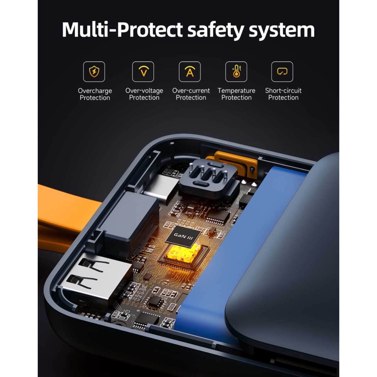 فولتمي باور بانك هايبر كور سلينج أزرق داكن بسعة 10000mAh وقدرة 22.5W