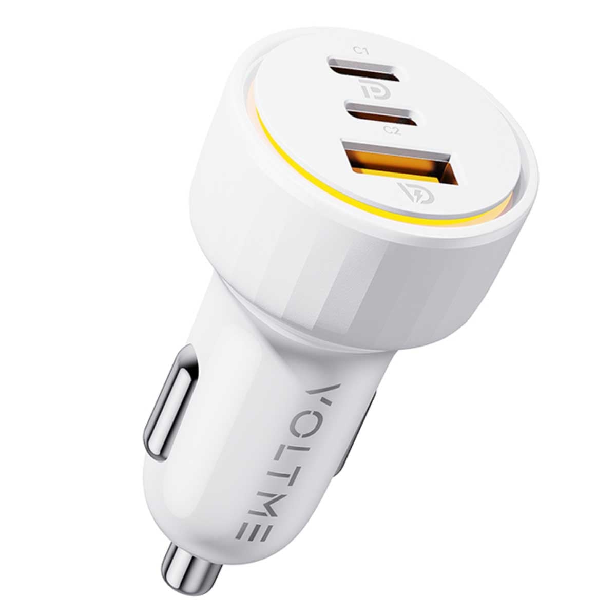 Voltme White Cazo 65W 3-Port Car Charger