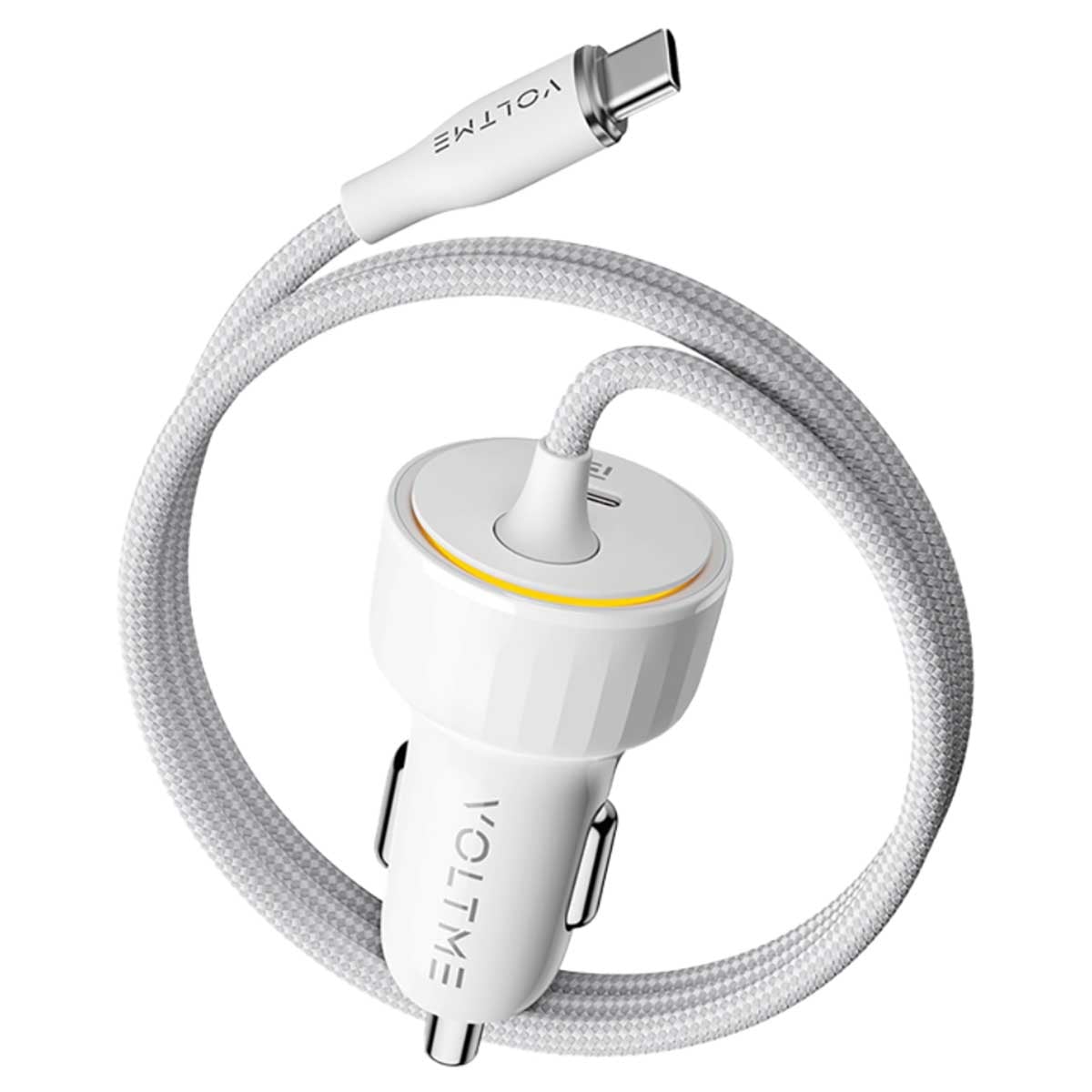 Voltme White Cazo Speedo+ 60W Car Charger with Retractable USB-C Cable