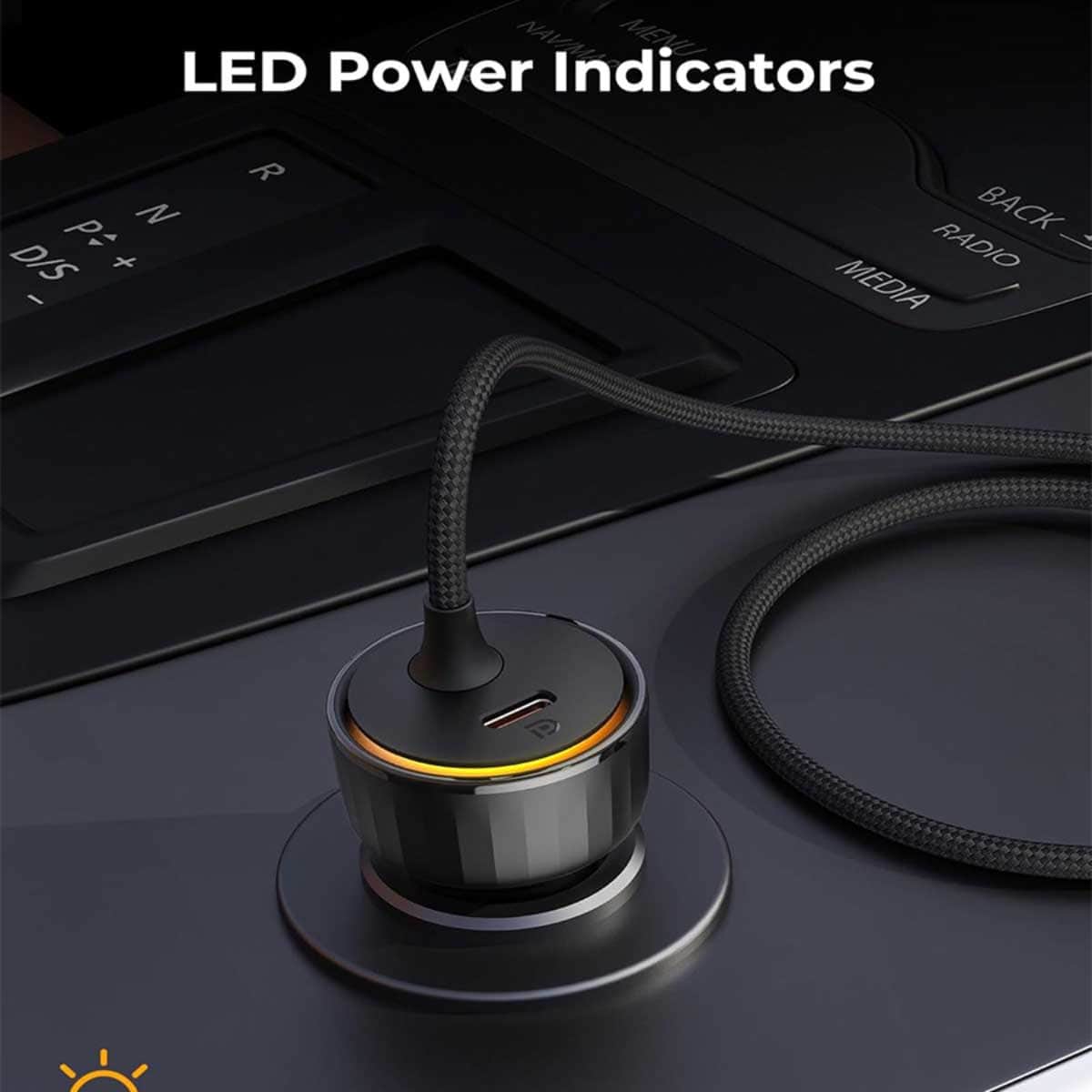 Voltme Cazo Speedo+ 60W Car Charger with Retractable USB-C Cable