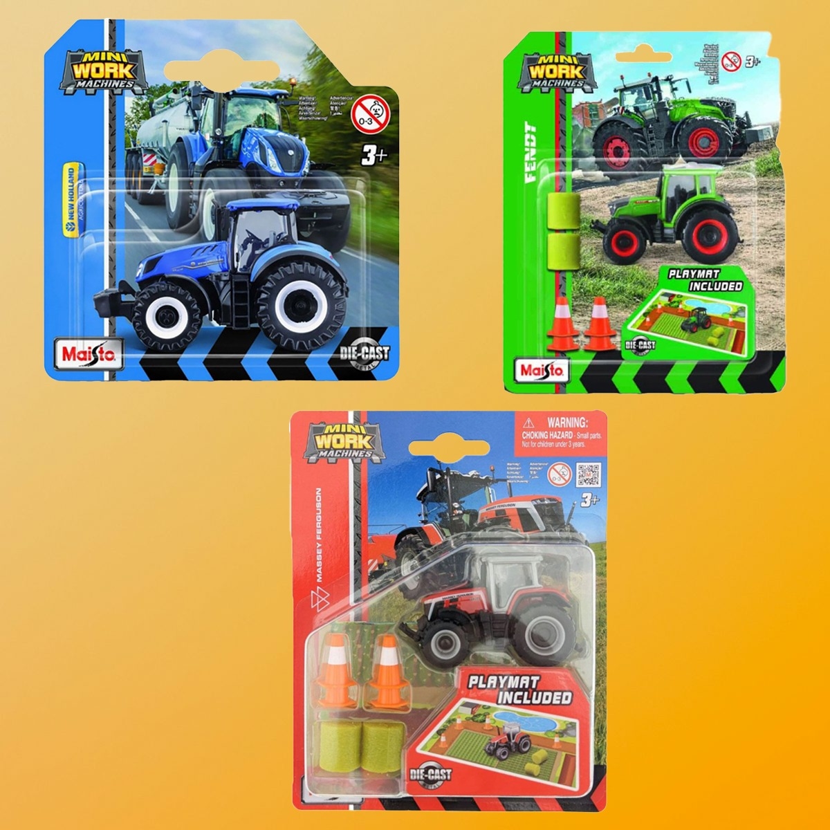 مايستو مجموعة لعب جرار مزرعة صغير مصبوبة معدنية متنوعة للأولاد، 3-4 سنوات