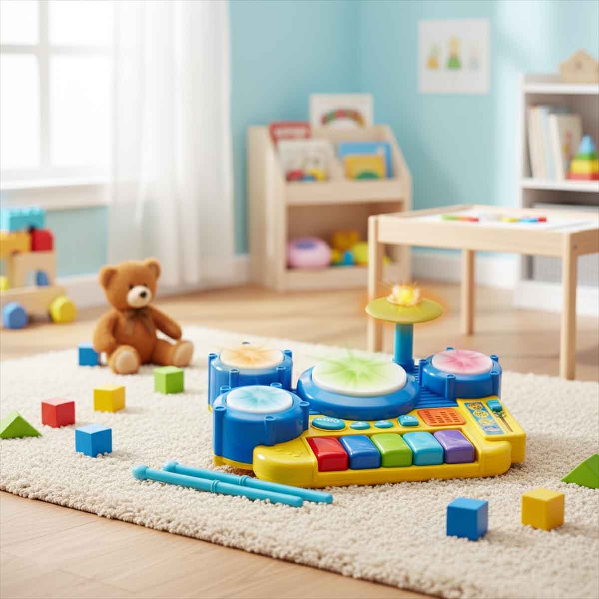 وين فن طقم طبول بوبين بيتس للأطفال عمر 0-2 سنوات