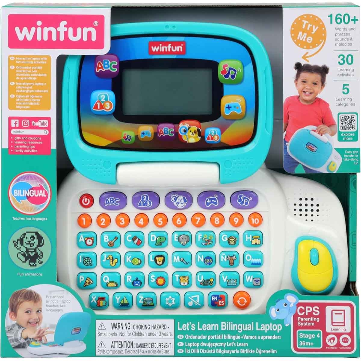 وين فن لابتوب ثنائي اللغة لتس ليرن للأطفال عمر 0-2 سنوات