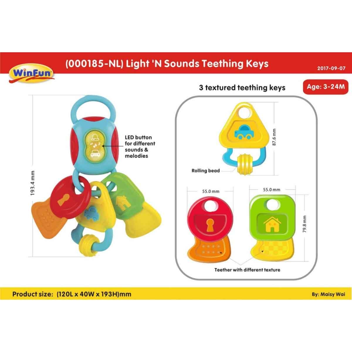 Winfun Light 'N Sounds Teething Keys Toddler, 0-2 Years
