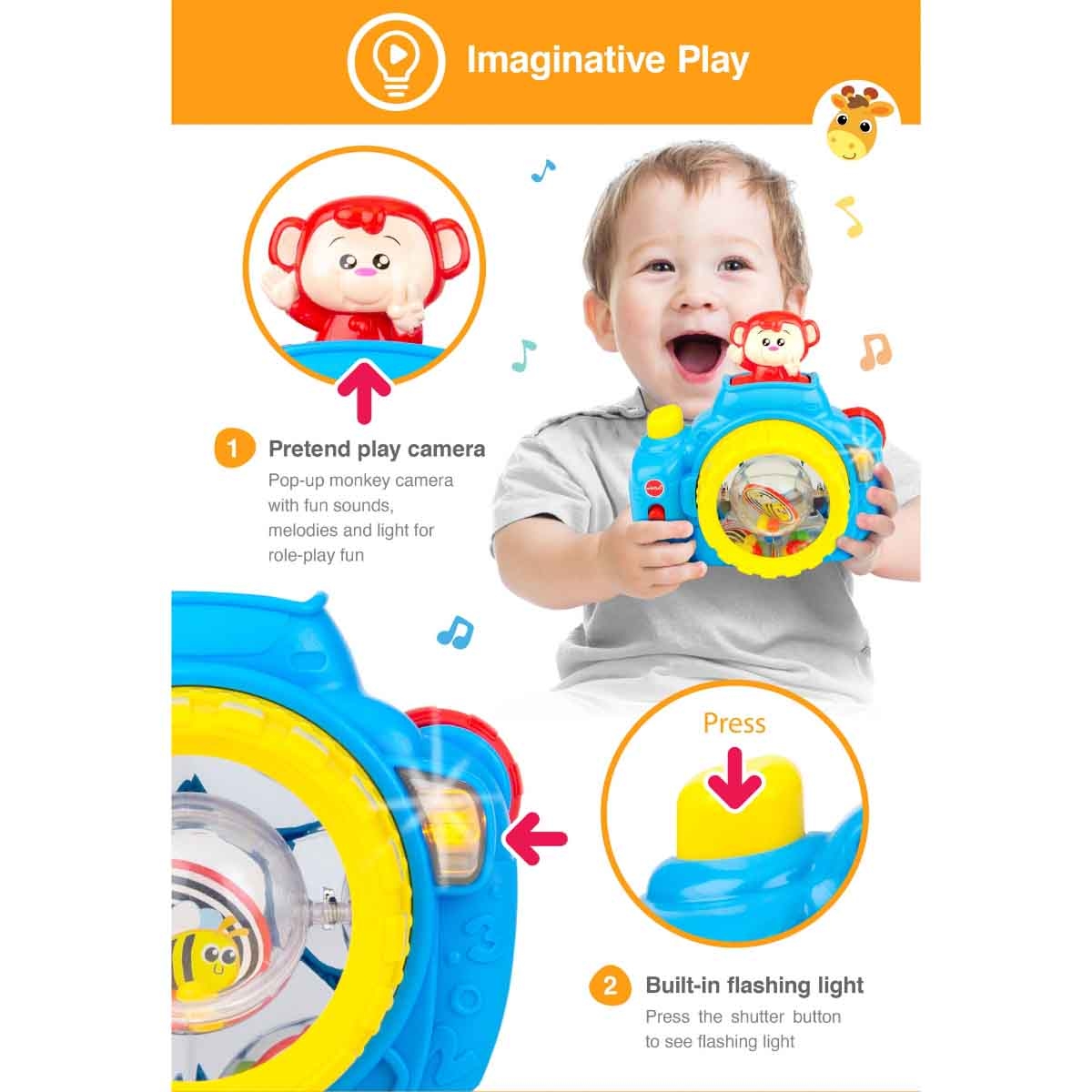 Winfun Pop-Up Monkey Camera Toddler, 0-2 Years