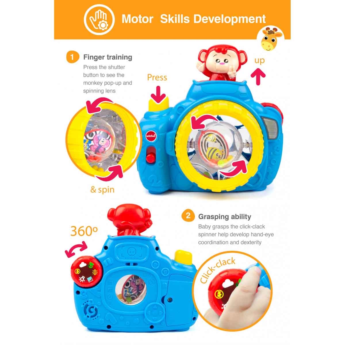 Winfun Pop-Up Monkey Camera Toddler, 0-2 Years