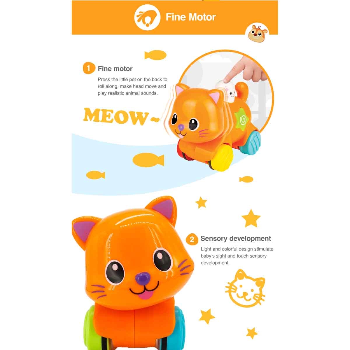Winfun Press ’N Go Pet-Kitten Interactive Toy Toddler, 0-2 Years